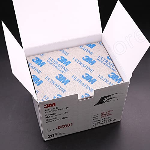 20 Pads (A Box) 3M Softback Sanding Sponge Sandpaper 02600-(1200-1500) 02601-(800-1000) 02602-(500-600) Abrasive Polishing Tool - (Grit: Blue 800-1000, Size: 20 Pads (A Box))