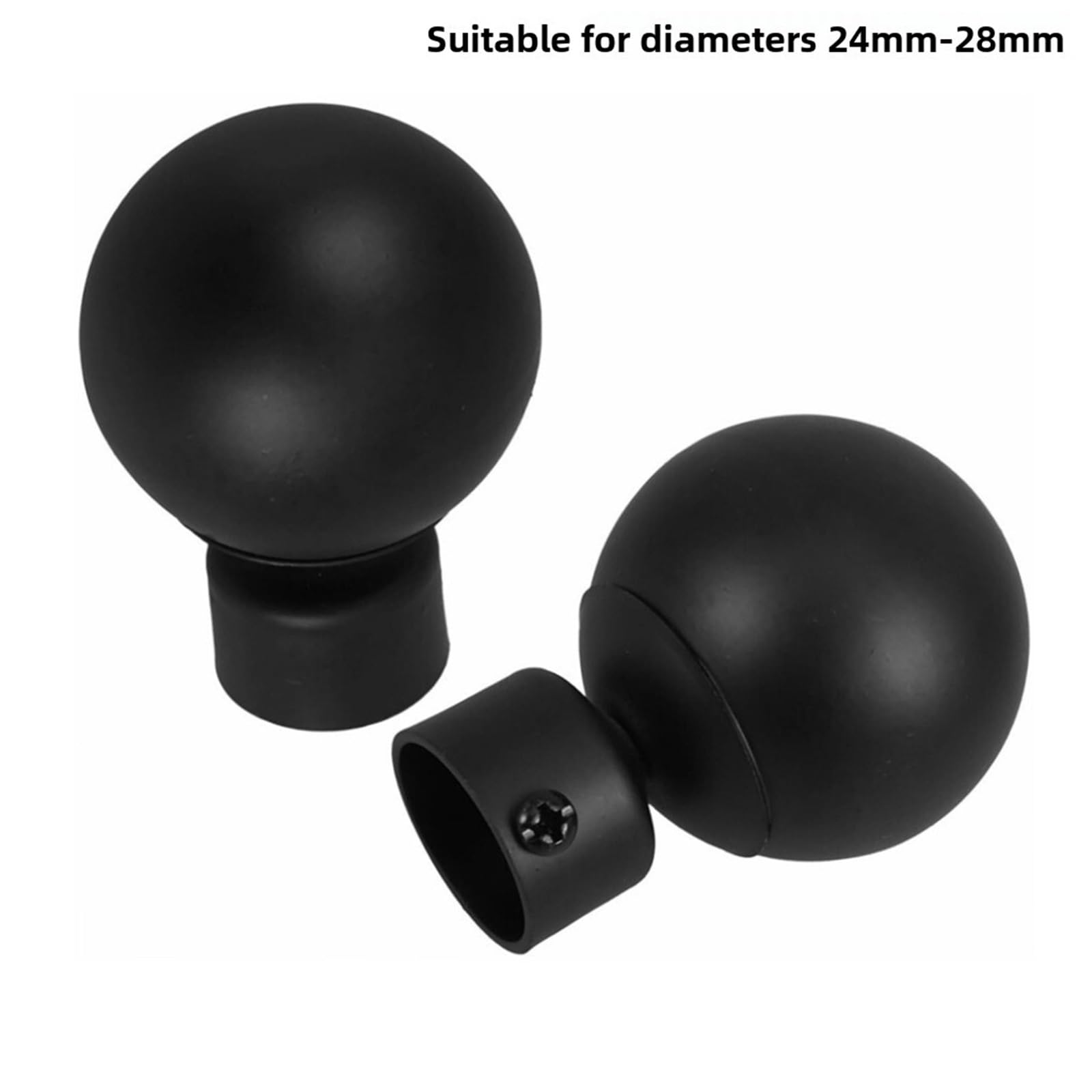 Lot de 4 embouts de tringle à rideaux en fer épais peint en noir pour tringles de 24 mm à 28 mm pour décoration de maison