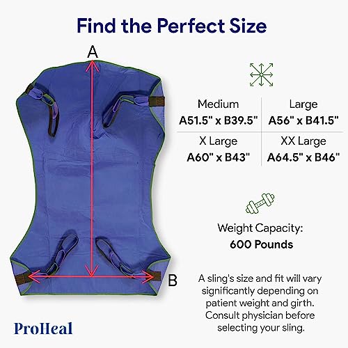proheal universal full body lift sling large 5634 x 41534 - solid fabric polyester slings for patient lifts - compatible with hoyer invacare mckesson drive lumex joerns and more
