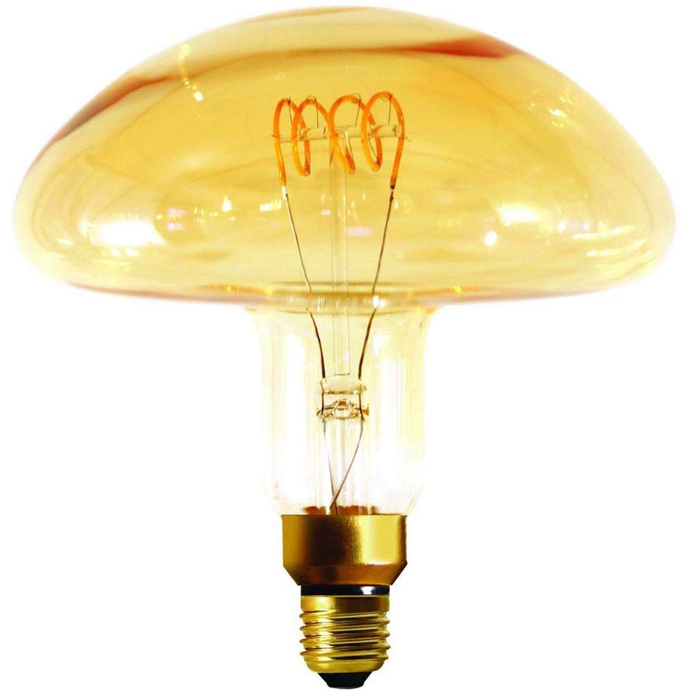 GIRARD SUDRON716690-LED 20cm Mushroom Shaped LED Looped Filament Lightbulb Lamp, E27 (ES Edison Screw Cap), Amber, Very Warm White, 200 Lumens, Dimmable, 4 W