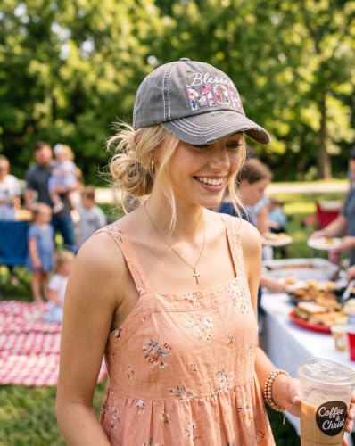 Image of Funky Junque Womens Baseball Cap Distressed Vintage Unconstructed Embroidered Dad Hat