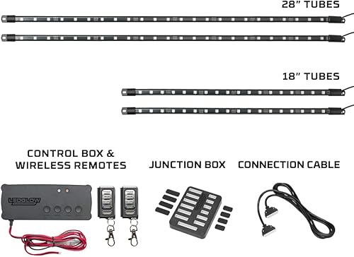 Miniatura 2 de LEDGlow Kit de iluminación de neón para carrito de golf eléctrico de 4 plazas, 4 unidades, LED de millones de colores, 12 V-72 V, compatible con