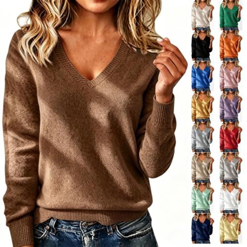 Cashmere Sweaters for Women V Neck Fall Lightweight Knit Pullover Sweater - image 1