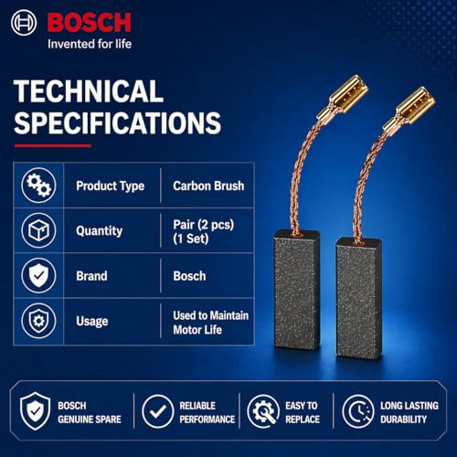 Image of Bosch Genuine Carbon Brush Set for GWS 600 & GWS 700-100 Angle Grinder | Original Bosch Packed Spare Part | Motor Carbon Brush Pair