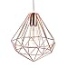 iDEGU Lámpara Colgante Retro 25cm Lámpara de Techo Diseño Jaula de Diamante Pantalla Metal Vintage Iluminación E27 Decoración Luz Colgante para Salón Dormitorio Comedor Cocina (Oro Rosa)