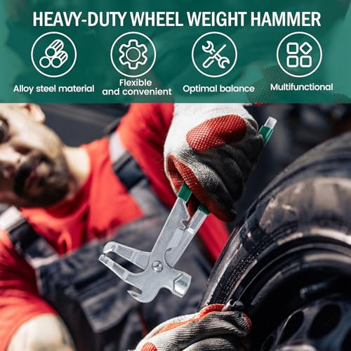 Image of Wheel Weight Pliers, Wheel Balancing Weight Plier Hammer Tool, Clip-On Wheel Weights, Tire Weight Removal Tool, Universal Car Repair Tool for Most Cars