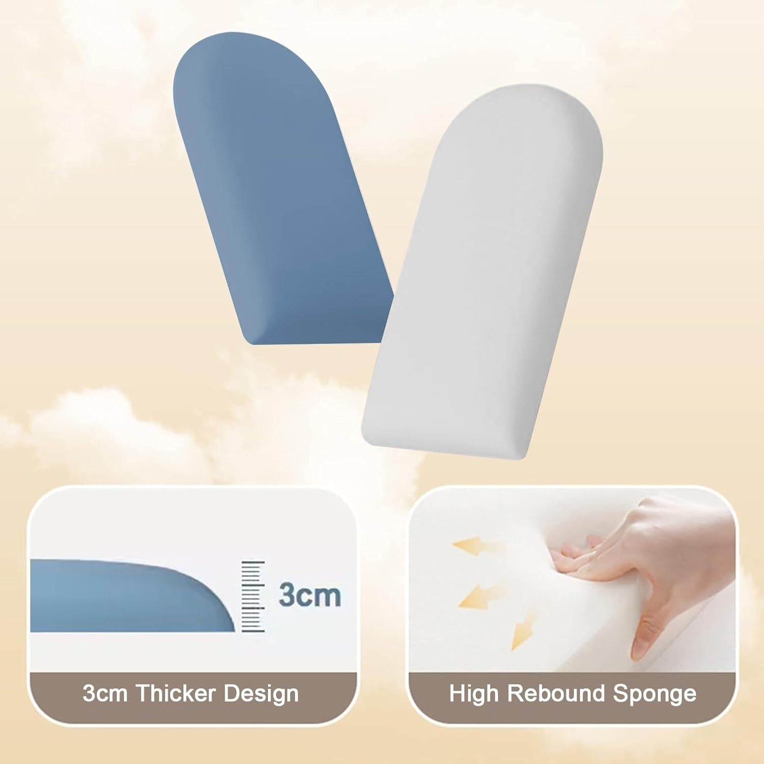 Light Pink Upholstered Headboard - 3cm Thick Self-Adhesive 3D Wall Panels for Kids - Anti-Collision Wall Stickers, Bed Padding (140x55cm)