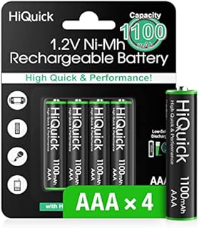 HiQuick AAA Rechargeable Batteries 1100mAh, Long Lasting AAA Battery 4 Counts with Retailer Pack