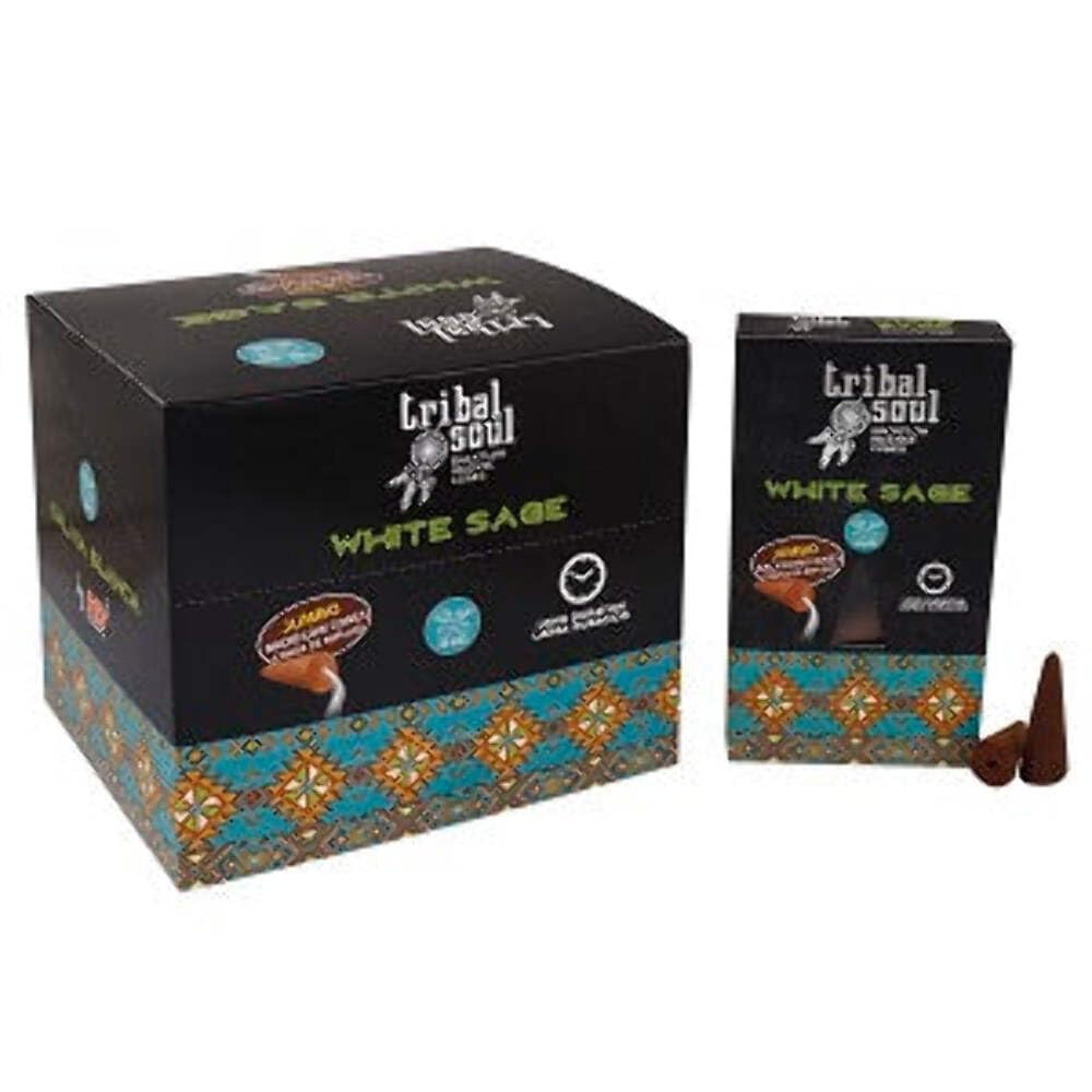 Tribal Soul White Sage 10 Jumbo Backflow Incense Cones Aromatherapy