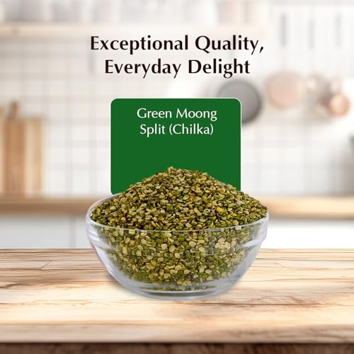 Image of Amazon Brand - Vedaka Popular Unpolished Green Moong Split (Chilka), 500 g|Naturally Rich in Protein |Naturally Cholesterol free