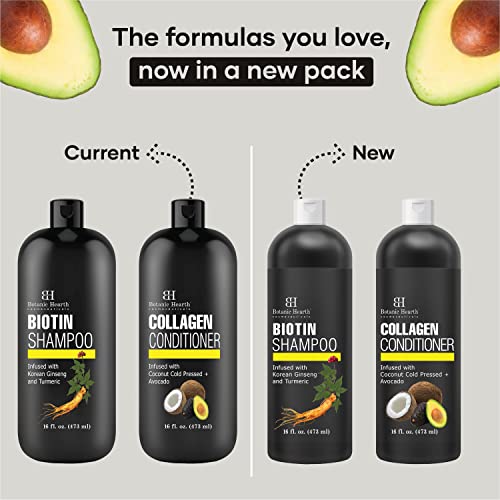 Botanic Hearth Biotin Shampoo And Conditioner With Collagen - Fights Hair Loss & Thinning With Korean Ginseng & Turmeric, Conditioner Promotes Hair Growth With Avocado And Coconut - 16 Fl Oz X 2 #TOP5