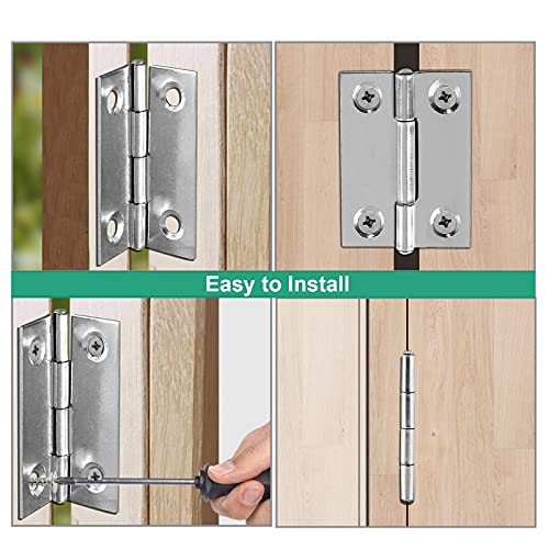 Biaungdo 10 Pack 2.5 Inch Butt Hinge, Stainless Steel Folding Butt Hinges, Cabinet Mini Hinges Small Box Hinges Door Hinge Rectangle #TOP5