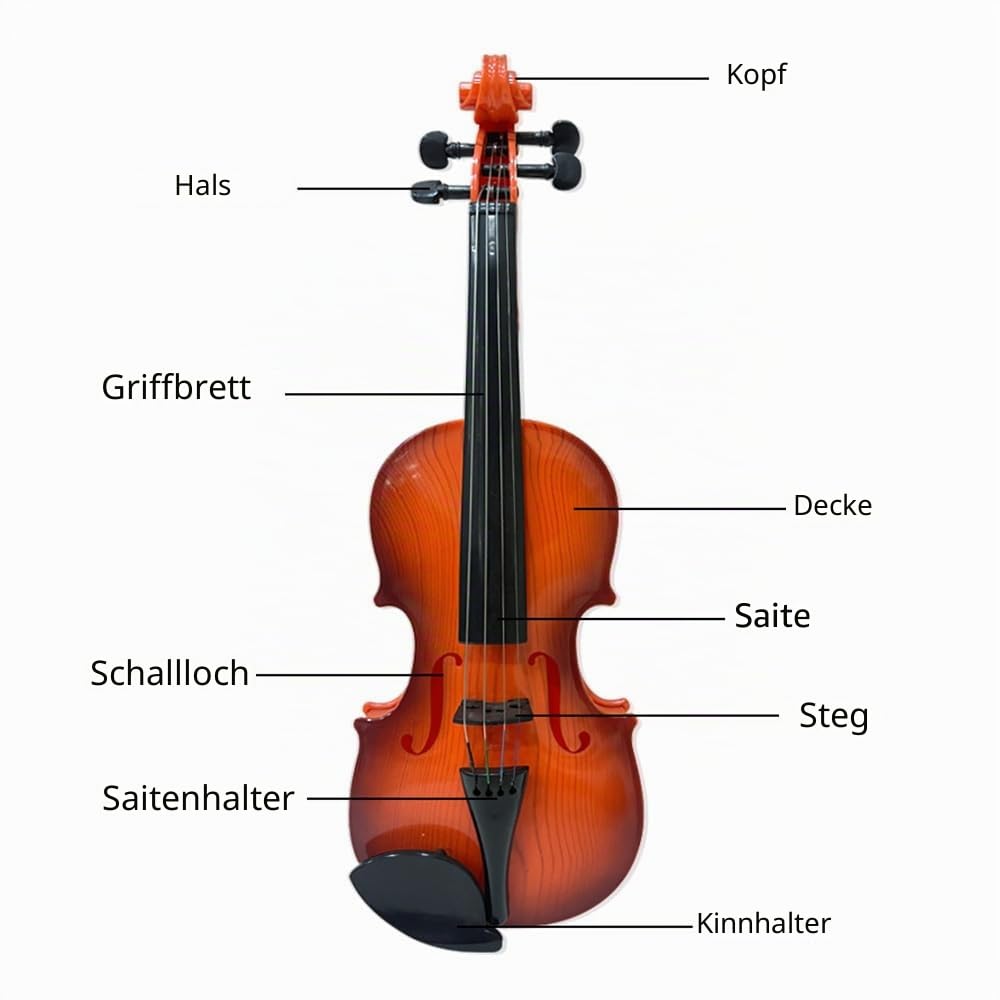 Btuty Simulierte Geige Praxis Musik Geige für Anfänger Violine Kit Musikinstrument Exquisite Verarbeitung Performance-Requisiten Geschenke Verstellbare Saiten