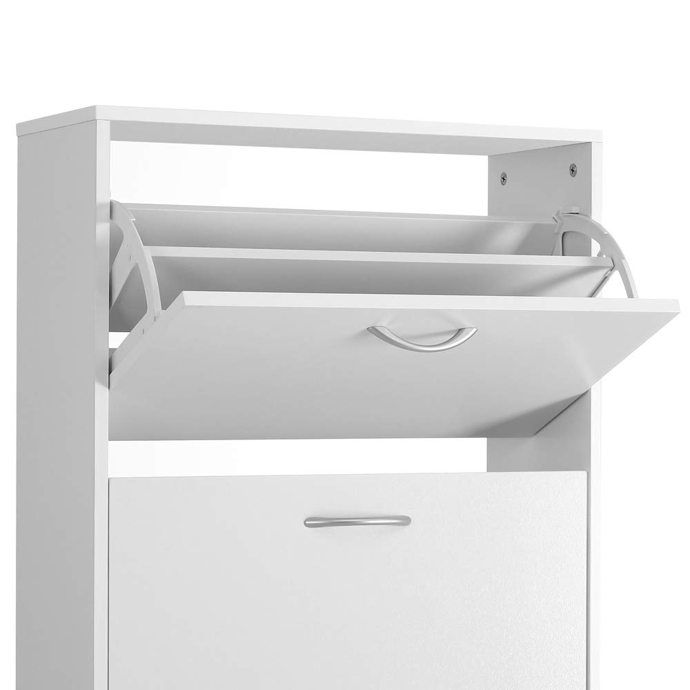 Casaria® Schuhschrank für 18 Paar Schuhe Schmal 115x60x25cm 3 Klappen Hoch Holz Geschlossen Kippsicherung Flur Diele Schuhkipper Schuhkommode Weiß