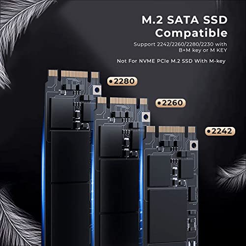 Image of Mini External USB 3.0 M.2 SATA SSD Enclosure Hard Disk NGFF M.2 2280 2260 2242 2230 Solid State Drive with Key B /Key -Black (Not for NVME)