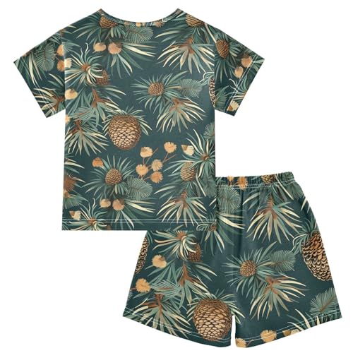 ALAZA Christmas Pine Cone Vintage Pajamas Short Sleeve 2 Piece Sleepwear Top and Bottom Pajama Set Unisex2