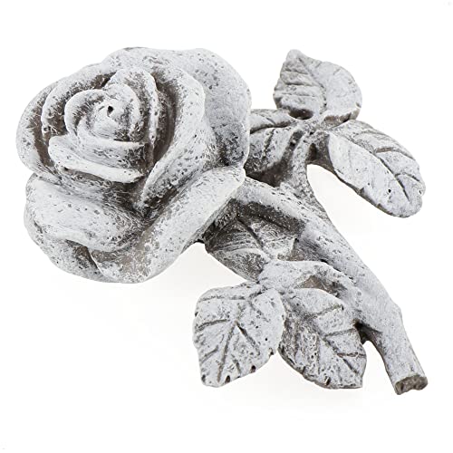 com-four® 2X Grabdekoration Rose - Gedenkstein der Hoffnung und Reinheit - Blumen-Trauerstein - wetterfester Grabschmuck - Gartendekoration in Steinoptik - Erinnerungsstein (2 Stück - Rose)