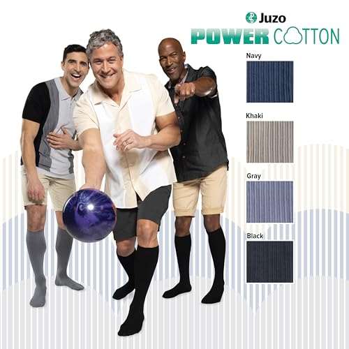 Image of Juzo Dynamic Men's Cotton Closed Toe Compression Knee High, 20-30 mmHg - Breathable Cotton & Nylon Fabric, Compression Therapy for Poor Circulation, Made in the USA