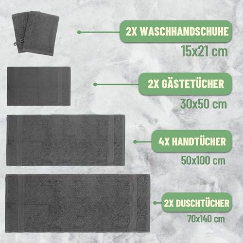 Green Mark Handtuch-Set mit 10 Teilen – 100% Baumwolle – 4 Handtücher 50 × 100 cm, 2 große Duschtücher 70 × 140 cm… – Ansicht 2