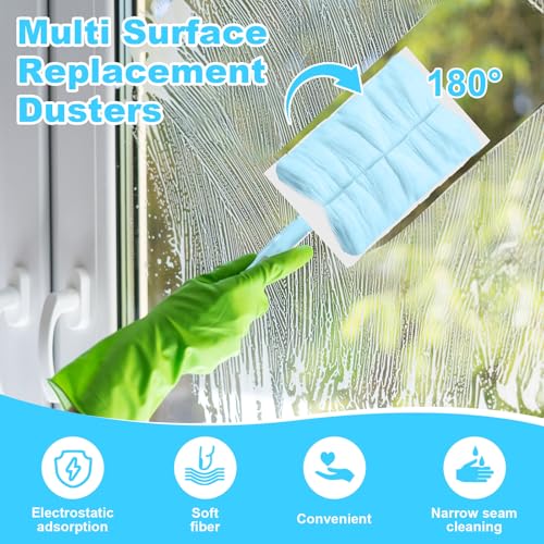 Image of Mimorou 50 Pcs Disposable Dusters Refills Bulk Heavy Duty 180 Multi Surface Replacement Dusters for Cleaning Ceiling Fan with Microfibers Unscented (Blue Color)