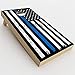 Skin Decals Vinyl Wrap for Cornhole Game Board Bag Toss (4 pcs.) Includes Dry Erase Marker and Scoreboard | Thin Blue Line Flag