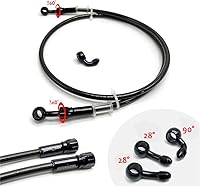 Vista 6 de AN3 28 90 Grados M10 Manguera de Freno de Motocicleta Trenzada de Acero Inoxidable con Banjo Giratoria de 360 Grados Compatible con ATV Motocross