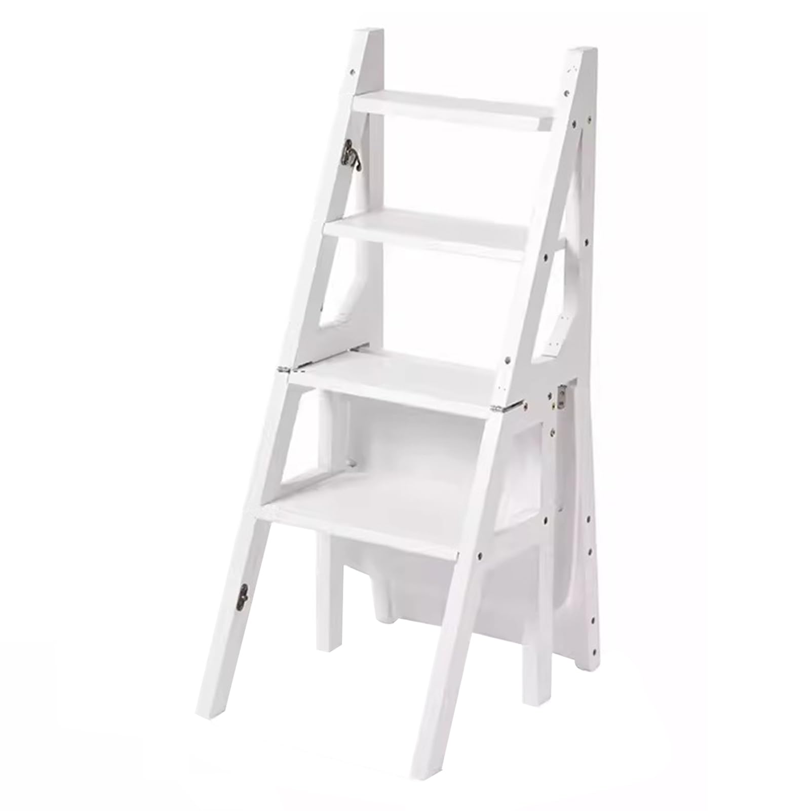 Rangement et décoration sans encombrement grâce à l'échelle en bois pliable blanche