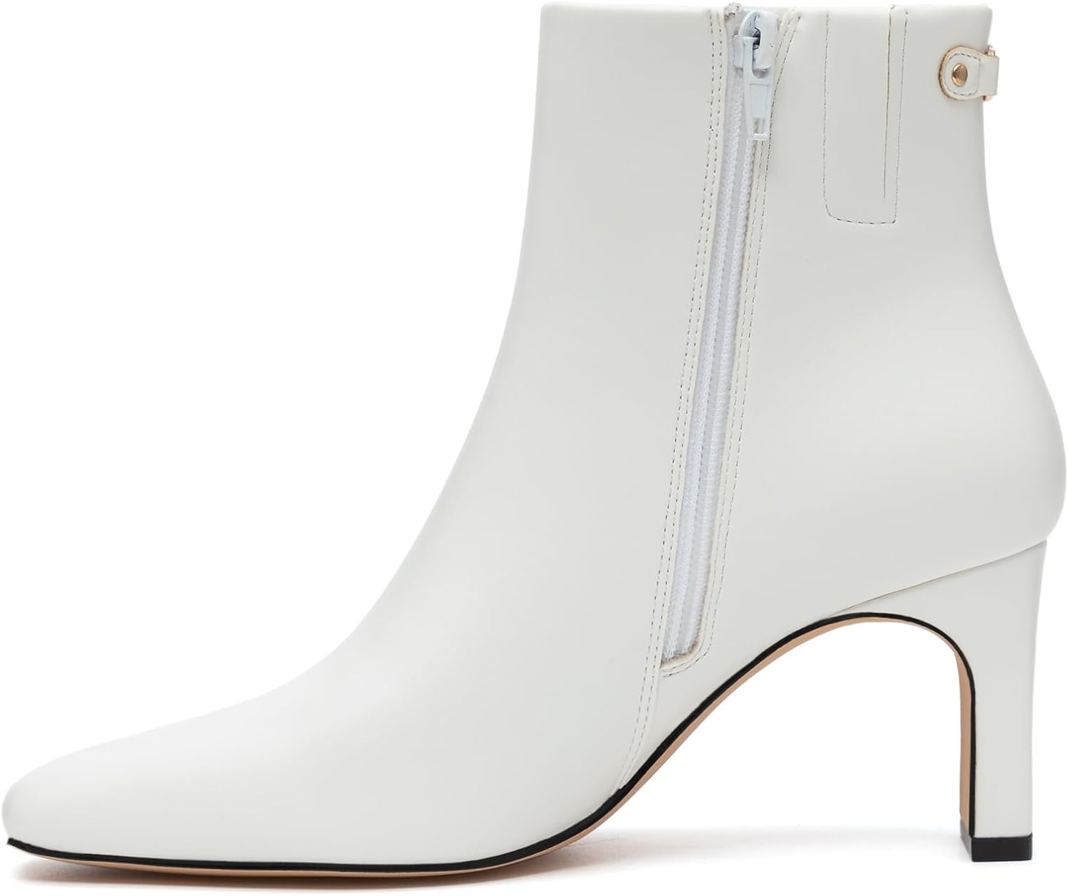 Athlefit Women's Ankle Boots Fashion Square Toe Chunky Heeled Short Boots with Side Zipper