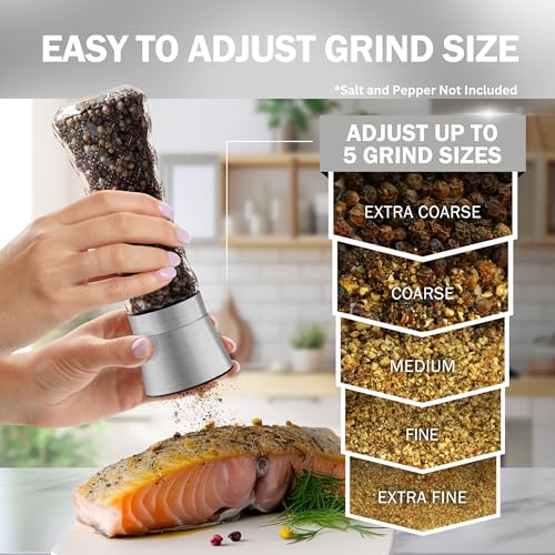 image for Home EC Original Stainless Steel Sea Salt and Pepper Grinder Set of 2 