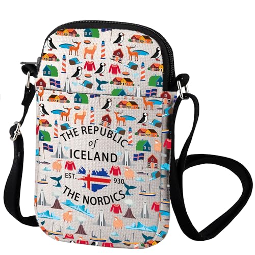 VAMSII Iceland Souvenir Crossbody Bag Iceland Trip Gift Nordics Culture Gift