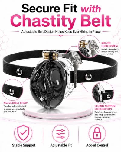 Image of Flat Chastity Cage Sissy Silicone Soft Realistic Vagina (See-Through Black) | DINGYAN Vulva Soft TPE Material Micro Chastity Device Breathable Penis Cock Cage Invisible Anti Erection BDSM Slave Training