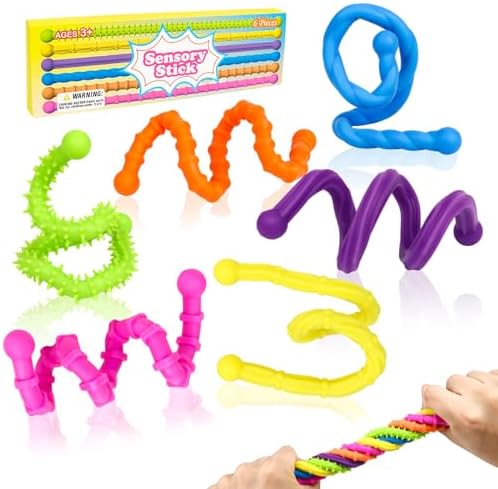 Jovicos Fidget Toys Set, 6 STK Silikon Sensorik Stick Anti Stress Spielzeug | Sensorik Spielzeug für ADHS, Antistress, Autismus, Stressabbau zur Kinder ab 3 Jahr & Erwachsene