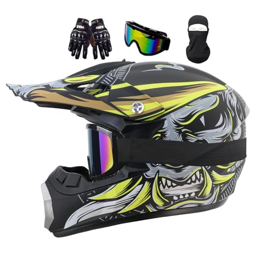 Casco de motocross para niños, casco integral MTB para moto infantil, casco de downhill, casco de moto cross para hombres, casco integral de motocross para moto MTB ATV Enduro Quad (Talla S (52 53CM))