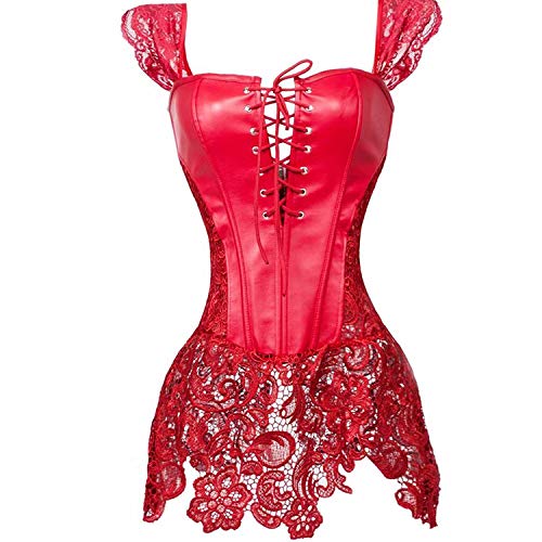 Josamogre Jupe Corsets Cuir Femme Dentelle Bustier Robe Set Guepiere Minceur Serre Taille Sexy...