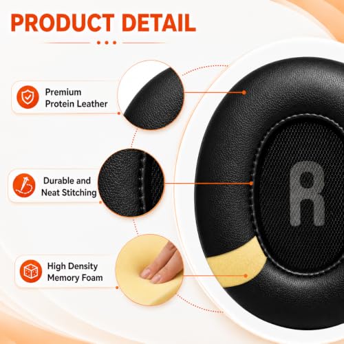 Image of Mizi Replacement Ear Pads Compatible with JBL Tune 700BT, 710BT, 720BT, 750BTNC, 760NC & 770NC Wireless Over-Ear Headphones, Soft Protein Leather Ear Cushions with High-Density Memory Foam, Black