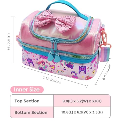 Image of Kids Double Decker Cooler Insulated Lunch Bag Large Tote for Boys, Girls, Men, Women, with Adjustable Strap (DBL-BAG-BOW-55)