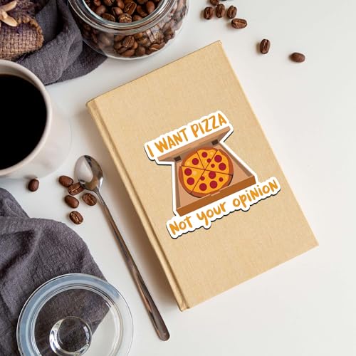 Image of Pizza Sticker 8 Pcs (Large Size) Vinyl Stickers Laptop Waterproof Decal for Car Bumper Water Bottle Notebook Luggage Window Birthday Decorations - Size 4 Inches