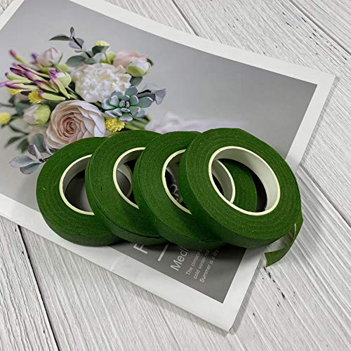 zYoung 4 Rolls Floral Tape 1/2inch Flower Tape Dark Green Floral Tape for Bouquets Floral Arranging Stem Wrap Craft - Thumbnail 5