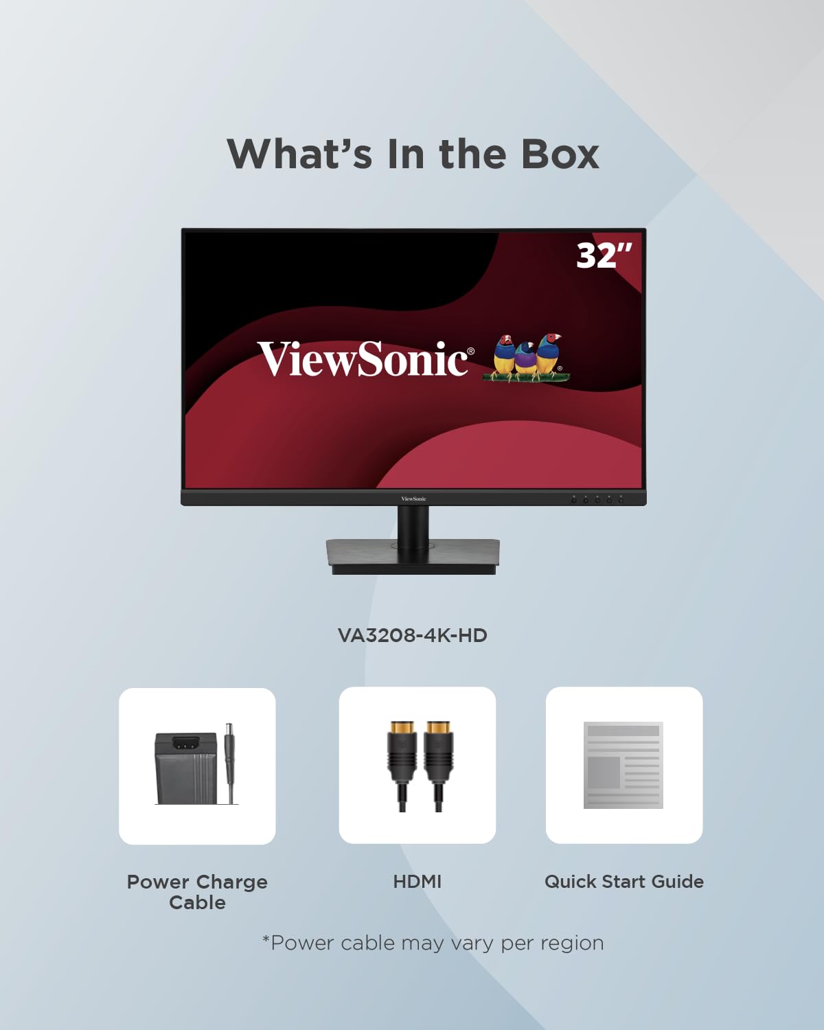 ViewSonic VA3208-4K-HD PC Monitor 32 Pulgadas 4K UHD 3840 x 2160, VA, 104% sRGB, 60Hz, HDR10, Sin marco, Sin parpadeo, 2 x HDMI 2.0, DP, Garantía de 2 años