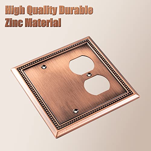 Image of Henne Bery Sunken Pearls Heavy Duty Decorative Wall Plate Switch Plate Outlet Cover (Blank /Duplex, Antique Copper)