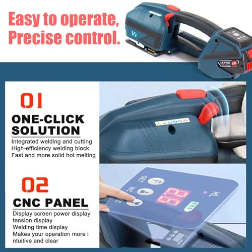 Reggiatrice elettrica con display digitale e kit tenditore per scatola e pallet d'imballaggio