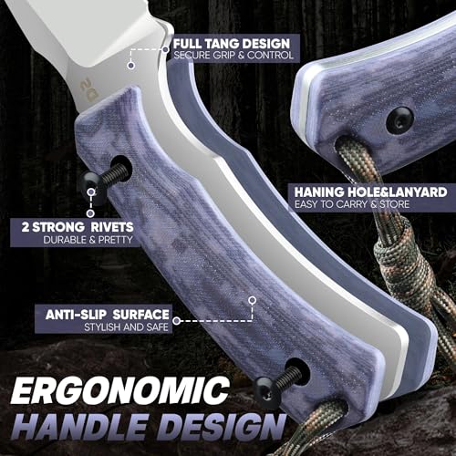 Image of Dream Reach Fixed Blade Knife - D2 Steel Tactical Knife with Ergonomic Full Tang Handle and Adjustable Sheath for Outdoor Camping Survival Gift for Men Women Purple