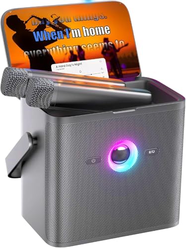 Ikarao Karaoke Machine for Adults, with Lyrics Display and Screen, Karaoke System for YouTube, 2 Wireless Microphones, Autotune & Echo, KaraFun Prime, Portable Karaoke Speaker for Home Outdoor Party