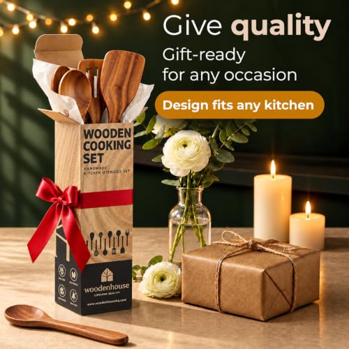 Wooden Spoons for Cooking – 10 Pcs Non Toxic Teak Kitchen Utensils Set - image 8