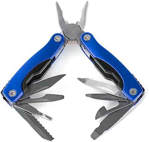 11-in-1 Multitool - 3" Stainless Steel Folding Utility Pocket Tool with Carrying Pouch by Knack (Blue)