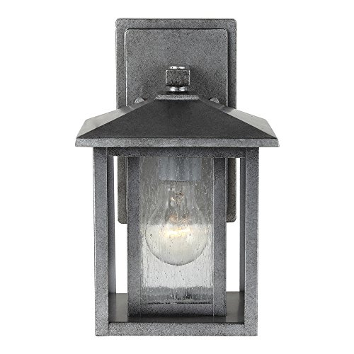 Image of Generation Lighting 88025-57 Hunnington One - Light Outdoor Wall Lantern Outside Fixture, Weathered Pewter, 1-Light, cETL Listed, Safety Rated for Wet Locations, Aluminum Construction