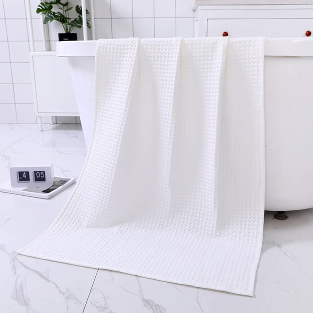 2 PCS Bath Towel Set for Adults Cotton Waffle Towel Strong Water Absorption Soft Bathroom Towels Color E