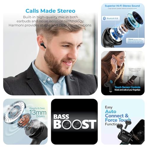 Image of Wireless Ear Buds, Bluetooth V 5.0, 3 Hr Playtime, Clear Calls, Type C Fast Charging, IPX5 TWS Earphones