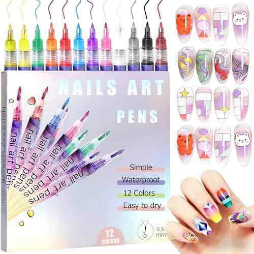Easter Egg Stuffers & Fillers, Easter Gifts for Kids, Easter Basket Stuffers for Teens & Toddler, 12Colors Nail Art Pens Nail Polish Markers for Kids Nail Art Tools Perfect Easter Gifts for Girls image 3