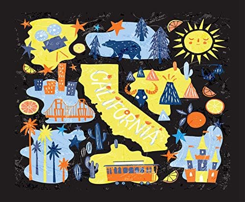 Kit de pintura de diamante 5D para bricolaje, emblema de California, atracciones turísticas, símbolos principales únicos del estado, mapa de 12 x 16